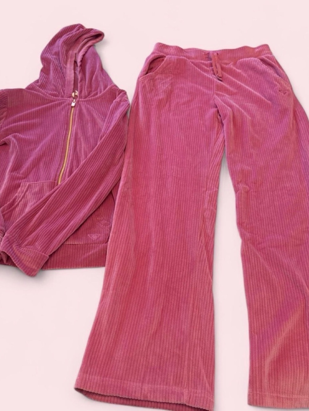 Girls' Pink Roxy Corduroy Hoodie & Flared Pants Set